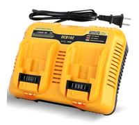 Estación de carga rápida de 2 puertos de 20 V máximo compatible con cargador de batería Dewalt, DCB102 carga simultáneamente (2) baterías de iones de litio DCB609 DCB206 DCB204 DCB203 DCB200, dual