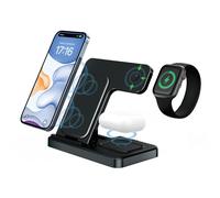 Estación de carga rápida inalámbrica Qi plegable 3 en 1 de Apple para Apple Watch Series 8-2 Ultra SE, iPhone 14-11 Pro Max y AirPods