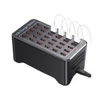 Estación de carga USB 10 15 20 25 30 Cargador USB de escritorio multipuerto para teléfono y tableta Adaptador de corriente, dispositivos de carga