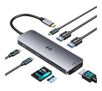 Estación de carga USB C 2 monitores, 8 en 1 para ordenador portátil con 4 K HDMI, carga PD de 100 W, vídeo USB-C, 3 USBC/A 3.0, lector de tarjetas, adaptador multipuerto USB C Hub para HP/Dell/ASUS