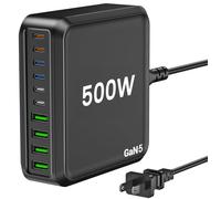 Estación de carga USB C, bloque de carga USB C de 500 W, cargador rápido de 100 W, PD USB-C, estación de carga para MacBook Pro/Air/iPad Pro/iPhone 17e/17/16/15/14/13/Pro Max/Samsung Galaxy Note