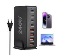 Estación de Carga USB C de Escritorio,Estación de Carga PD de 8 Puertos y múltiples Puertos - Adaptador de súper rápido del Ordenador portátil del Control de Calidad Paladio para Cargar orde