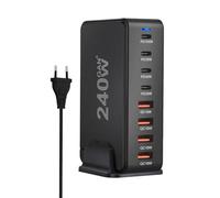 Estación de Carga USB C de Escritorio,Estación de Carga PD de 8 Puertos y múltiples Puertos - Adaptador de Corriente de súper rápido para Ordenador portátil, Cargador USB C, PD QC, para Viajes