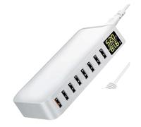 Estación de Carga USB Cargador Rápido USB Multi De 8 Puertos, Estación De Carga con Pantalla LCD For Teléfono De Escritorio, HUB De Muelle