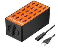 Estación de Carga USB de 20 Puertos - Cargador de Escritorio Inteligente con diseño multipuerto para iPhone, Samsung, Google y más