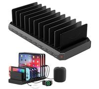 Estación de carga USB de 60 W con 10 puertos para múltiples dispositivos, estación de carga múltiple para múltiples dispositivos con divisores ajustables y cable de alimentación de 1,5 m compatible