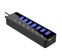 Estación de Carga USB Puerto Multi 4/7 del Cargador del HUB del USB 3.0 For Los Accesorios del Ordenador Portátil De La PC del Ordenador con El Adaptador De Corriente(Color:7 Port with Plug)