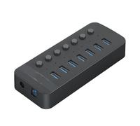 Estación de carga USB Puerto Múltiple Alimentado Por USB, Divisor De Concentrador, Interruptor De Encendido Y Apagado, Base Con Varias Ranuras USB 3,0, Cargador, Adaptador De Regleta Múltiple(Color:Bl