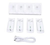 Estación de cargador de controlador Culnflun para Wii Remotes, 4 en 1 muelle de carga con baterías recargables de 2800 mAh e indicadores LED para controladores remotos de Wii (Blanco)
