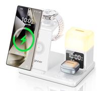 Estación de Charge Ave Lampe de Nuit et réveil, chargeurà Induction pour Samsung S25 Ultra/S25/S24 Ultra/S23/Z Flod 6/Z Flip 6, pour Galaxy Watch Ultra/7/6/54/3/2, Galaxy Buds 3/3 Pro/2 (Blanco 2)