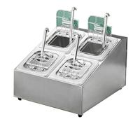 Estación de cobertura de pizza de acero inoxidable, recipientes de condimentos con tapa para preparación de ingredientes, accesorio versátil para hornos de pizza, diseño duradero