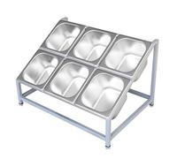 Estación de cobertura de pizza, organizador de 2 niveles de acero inoxidable, contenedor de condimentos, servidor de condimentos para cocina, bufé o cafetería