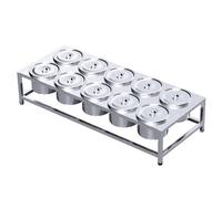 Estación de condimentos de pizza de acero inoxidable de doble fila para especias extraíble para encimeras de cocina (78 x 32 x 14,5 cm), accesorio esencial de cocina
