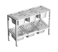 Estación de condimentos para pizza, dispensador de condimentos de acero inoxidable con compartimentos, organizador de especias para mostrador, ideal para condimentar salsas, mermeladas y frutas (pla