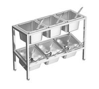 Estación de condimentos para pizza, dispensador de condimentos de acero inoxidable con compartimentos, organizador de especias para mostrador, ideal para condimentar salsas, mermeladas y frutas (pla