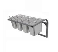 Estación de condimentos para pizza, organizador de especias de acero inoxidable, juego de recipientes de pared para bufé, ideal para salsas, frutas, ingredientes, cocina, restaurante y despensa (F,