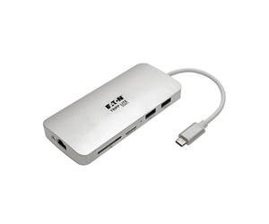 Estación de Conexión USB-C Tripp Lite U442-DOCK11-S 4K HDMI Thunderbolt 3 Hub USB-A PD GbE SD/MicroSD Plata