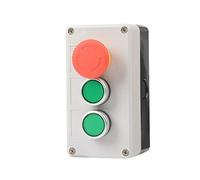 Estación de control de botón pulsador, 3 interruptores Interruptor de botón pulsador de hongo de parada/arranque (paquete de 1 - parada de emergencia + 2 autorretorno)
