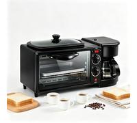 Estación De Desayuno 3 En 1, Horno Tostador Compacto Con Cafetera Y Plancha, Con Control De Temperatura Y Temporizador, Ideal Para El Hogar, La Oficina O La Residencia Estudiantil.