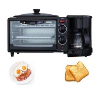 Estación De Desayuno 3 En 1, Tostadora Con Sartén, Sartén Antiadherente, Horno Portátil Para Desayunar Con Cafetera, Máquina De Desayuno Multifuncional De 9 L