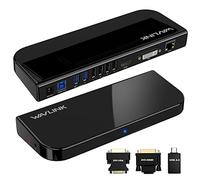 Estación de Dock WAVLINK para 2 Monitores, USB C y Universal Dock Station con DisplayLink, HDMI/DVI/VGA, Ethernet Gigabit, Audio/Mic y 6 Puertos USB para Mac y Windows