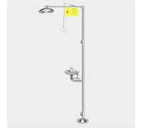 Estación de ducha de emergencia para lavado de ojos, sistema de ducha de seguridridad de acero inoxidable 304 con tablero de empuje manual, kit de ducha y lavaojos integrados (entrada única)