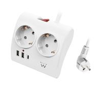 Estación de energía Ewent EW3870 2 tomas AC y 3 puertos USB Carga rápida Protección infantil