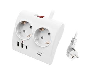 Estación de energía Ewent EW3870 2 tomas AC y 3 puertos USB Carga rápida Protección infantil