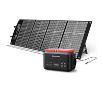 Estación de Energía Portátil 200Wh con Cargador Solar Portátil 120W, Acumulador Portatil Energía LiFePO4 Batería de Reserva para Camping y Emergencia