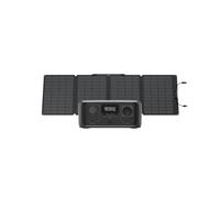 Estación de energía portátil EF EcoFlow RIVER 3(SAI en <10 ms) con panel solar 110W, batería LFP 245 Wh, salida 600 W, eficiencia con GaN que duplica la duración, generador solar un 30% más compacto