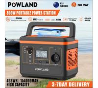 Estación de Energía Portátil POWLAND de 800W, Generador Solar de 493Wh, Batería Lifepo4 de 154000mAh, Respaldo de Energía para el Hogar, Camping al Aire Libre, Carga Inalámbrica
