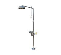 Estación de lavado de ojos con pedal de pie, acero inoxidable, ducha de primeros auxilios de entrada única para plantas químicas y lugares de trabajo