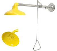 Estación de lavado de ojos de emergencia y ducha empapada, ducha de seguridad montada en la pared, flujo de agua de 75,7 l/min, suministro horizontal para seguridad en el lugar de trabajo y primeros