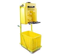 Estación de lavado de ojos portátil - Lavaojos de doble pulverización de 53 L con carrito para plantas químicas y laboratorios, equipo de emergencia de fácil movilidad