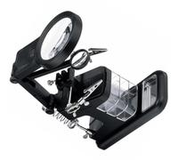Estación de Lupa de Sobremesa Luz LED, Brazos Ajustables y Base | Lente 3x, 4.5x y 25x Intercambiable, USB o 3 Pilas Aaa, para Soldadura y Mesa Estilo Aleatorio