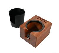 Estación de manipulación de madera con almacenamiento múltiple y cubo interior diseñada para herramientas de prensado espresso de 51 mm, 53 mm, 54 mm y 58 mm