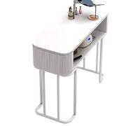 Estación de mesa de manicura con cajones y parte superior de cristal, estación de trabajo compacta multifuncional para salón de belleza para diseño de uñas