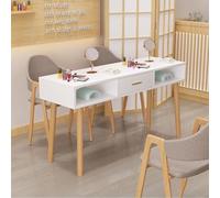Estación de Mesa de manicura Elegante Funcional, Arte de uñas con cajón, Paneles amigables y Patas de Madera Maciza de imitación de Escritorio de mármol Banco de Trabajo para técnicos de uña