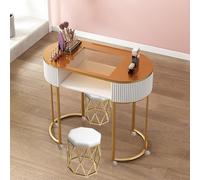 Estación de Mesa de manicura Elegante Funcional, Moderna tecnología de uñas Profesional con cajones de Bloqueo y Tapa de Vidrio Escritorio de Mano de Artista de Madera para salón de Belleza