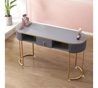 Estación de Mesa de manicura Escritorio Moderno Nail Tech con cajones y estantes Salón Profesional SPA para Artistas Ruedas con Cerradura y Tapa de Vidrio Diseño de Madera