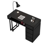 Estación de mesa de manicura, escritorio profesional con armario de almacenamiento y cajones para uso doméstico y salón, ideal para técnicos de uñas y profesionales de la belleza