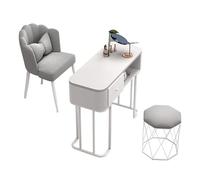 Estación de mesa de manicura, escritorio profesional para arte de uñas con cajón y estantes abiertos, belleza de madera moderna para uso en salón y spa, espacio de trabajo con parte superior de