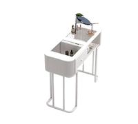 Estación de mesa de manicura, escritorio profesional para arte de uñas con cajón y estantes, belleza de madera moderna para salón, spa, uso doméstico, superficie de trabajo superior de cristal