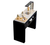 Estación de Mesa de manicura Moderna con colector de Polvo eléctrico y lámpara LED para Escritorio Nail Tech Uñas compactas con cajones Tomas de Corriente y salón de Belleza Multifuncional M