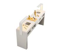 Estación de Mesa de manicura Profesional con colector de Polvo eléctrico y luz LED para Trabajos de salón de Nail Techs con cajones y Maquillaje de Madera