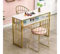 Estación de mesa de manicura profesional para arte de uñas, metal duradero de doble capa con escritorio de mármol, espacioso, 140 x 40 x 76 cm, ideal para técnicos de uñas y salones