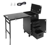 Estación de Mesa de manicura rodante, móvil de uñas Plegable con Altavoz y Espejo, Rueda Universal de 360°, Estuche de Tren de Maquillaje Porrolling, Organizador de Almacenamiento de Carro c