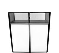 Estación de mesa portátil for fachada de DJ,estante mezclador de pie for cabina de discoteca for DJ,fachada plegable for cabina de eventos de DJ con malla blanca y negra, bolsa (40 * 40 * 20 pulgadas)