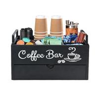 Estación de organización de café - Organizador de accesorios para bar de café, barra de café de madera de encimera | Caja de almacenamiento de gabinete de barra de condimento de café, soporte de café