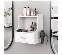 Estación de peinado de montaje en pared, mesa de peluquería con 1 cajón y 1 soporte para secador de pelo, equipo de salón de belleza